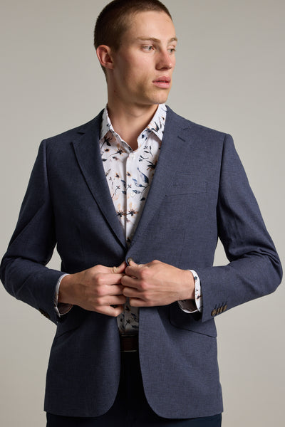 Barkers Ellwood Houndstooth Blazer in navy