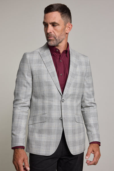 Barkers Remsen Check Blazer in grey check, wool