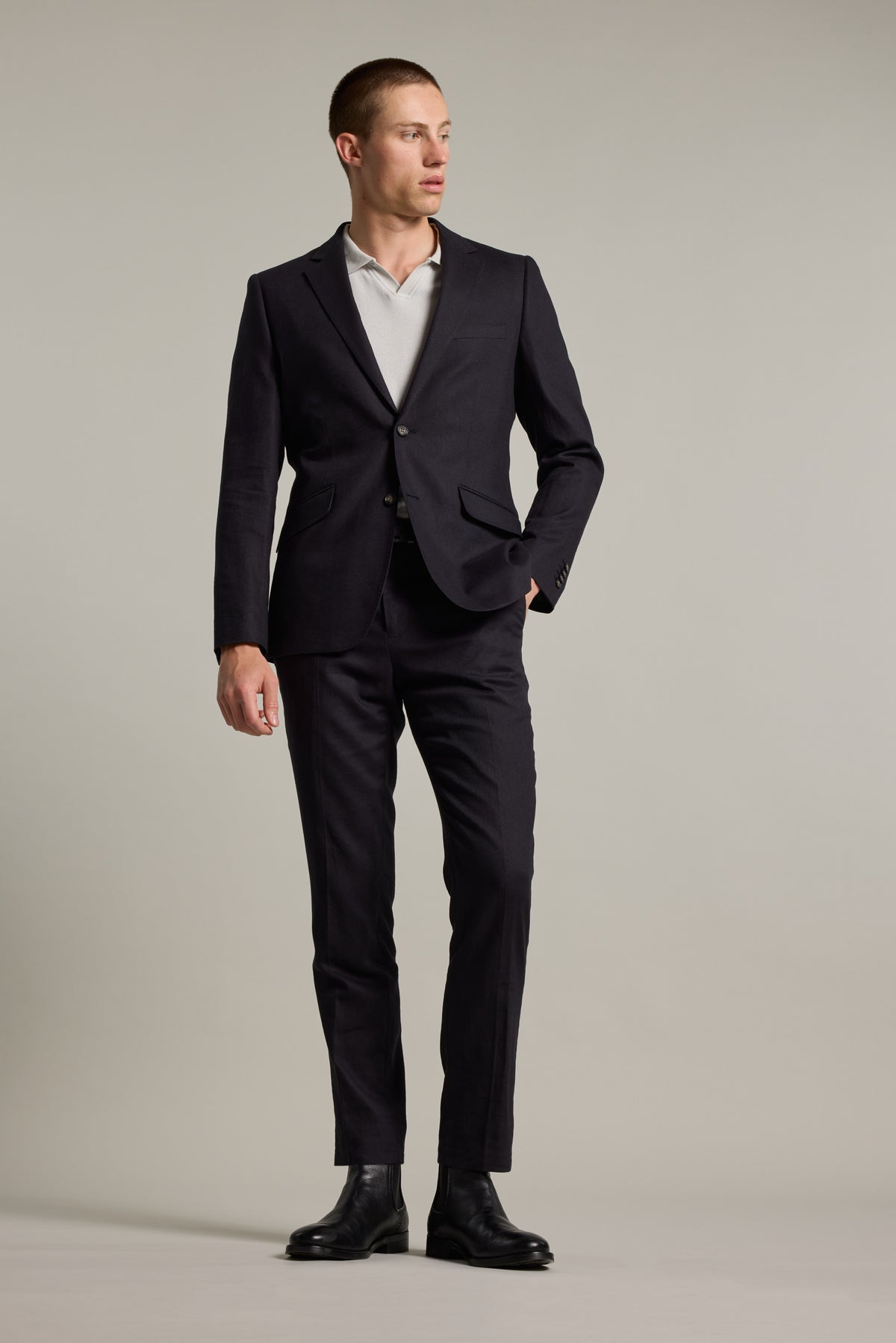 Barkers Windsor Texture Linen Blazer in black, additional view