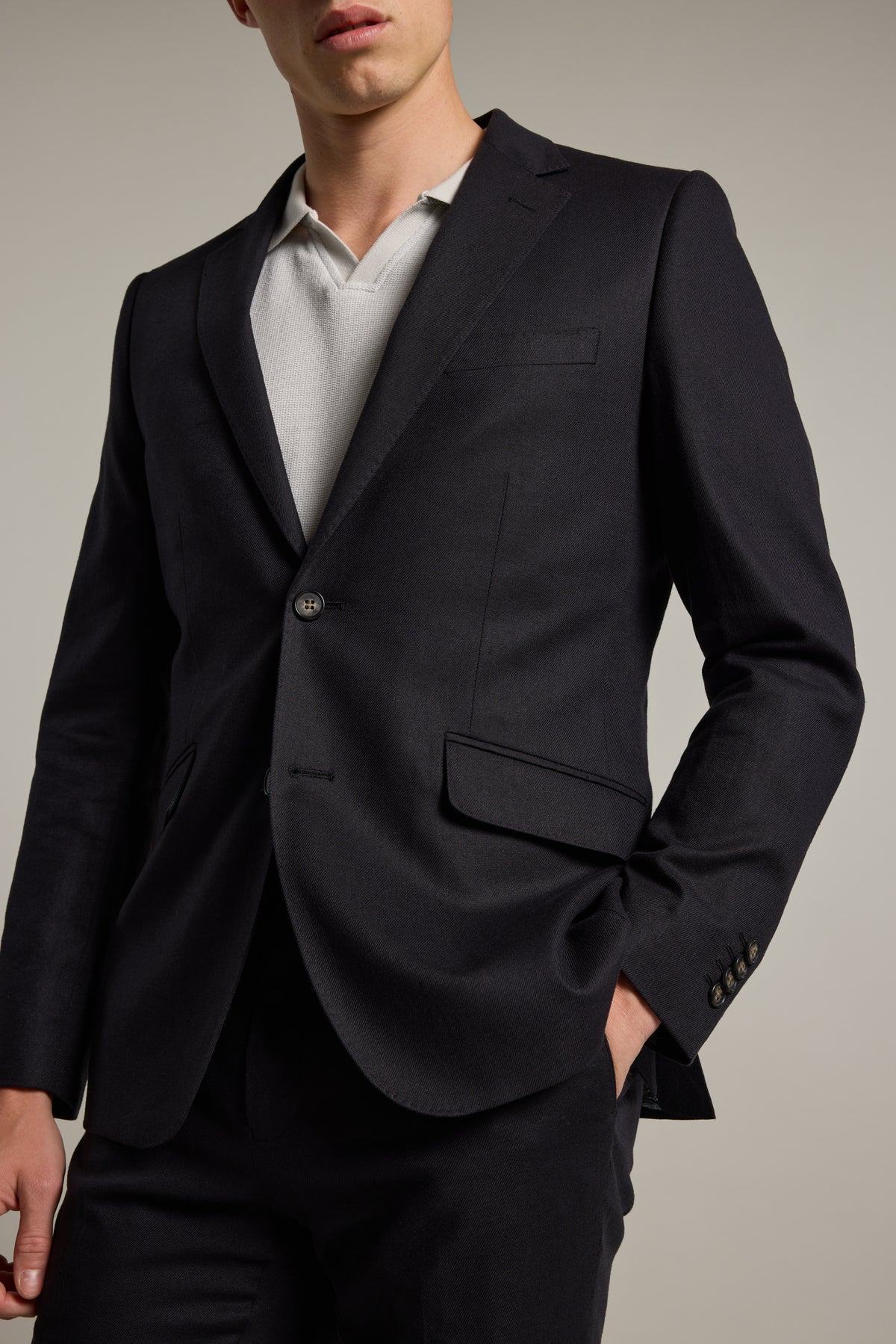 Barkers Windsor Texture Linen Blazer in black, additional view