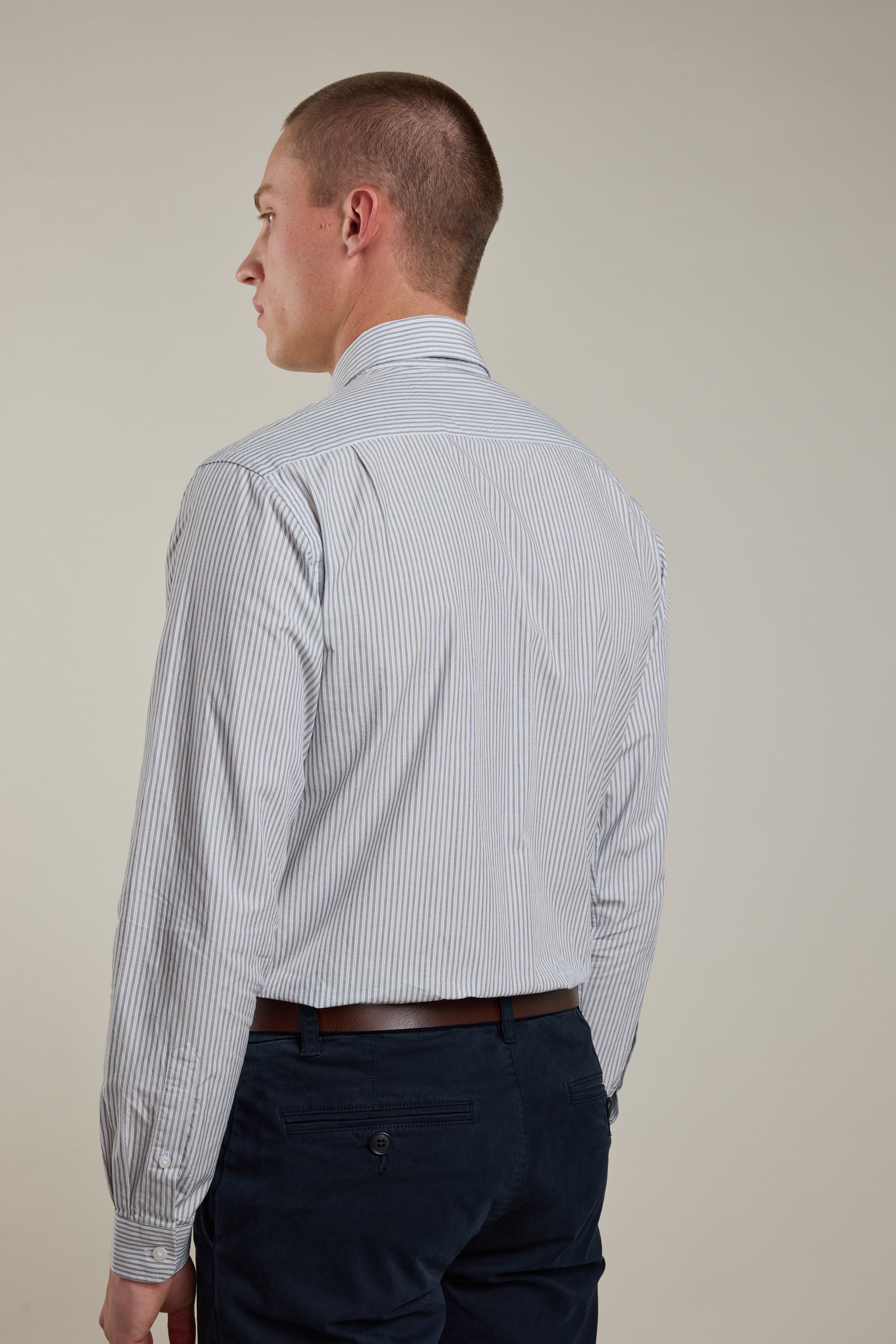 Barkers Miller Stripe Shirt in blue/white, tailored fit, additional view
