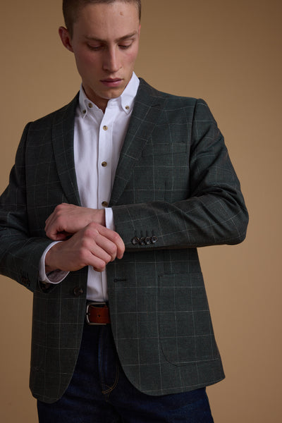 Barkers Upton Check Blazer in olive