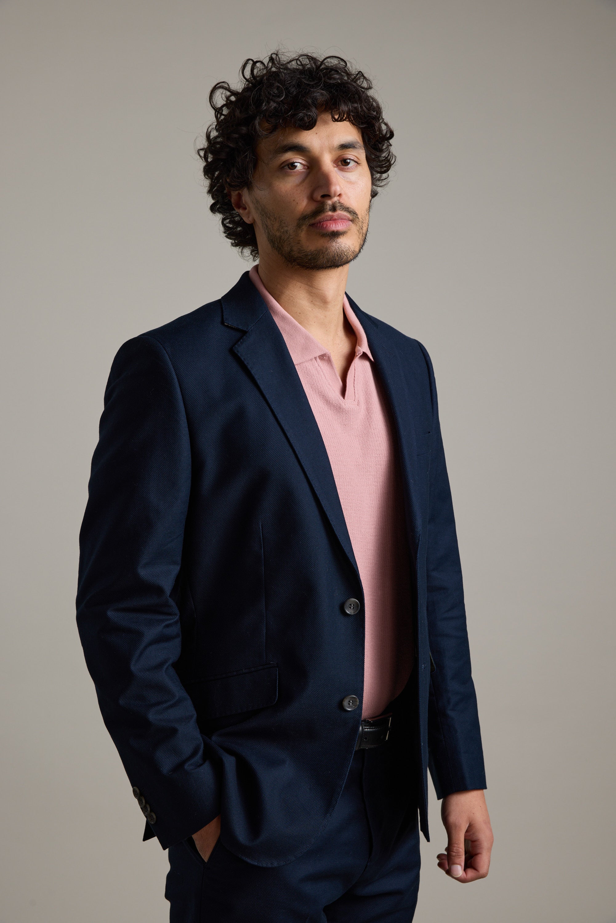 Barkers Winfield Textured Polo in dusty rose, alternate view