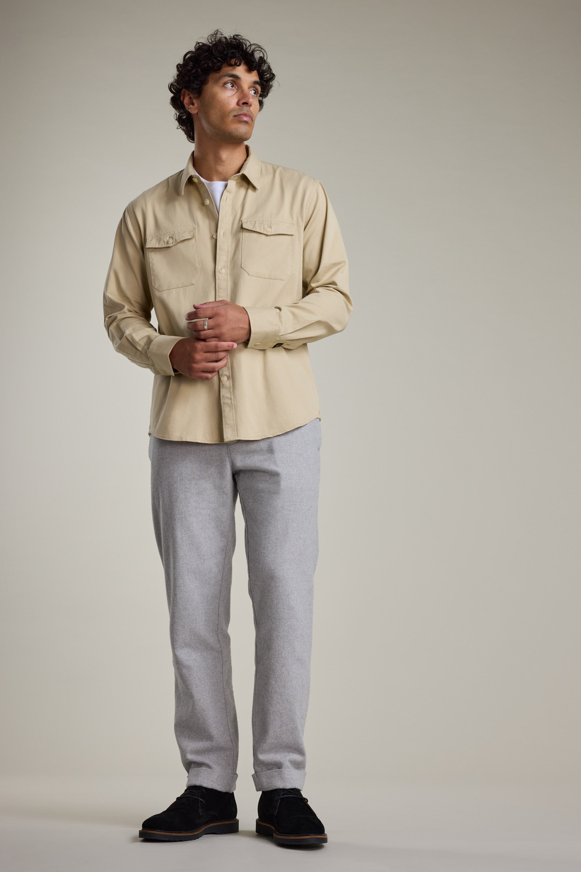 Barkers Chadwick Overshirt in cream, alternate view