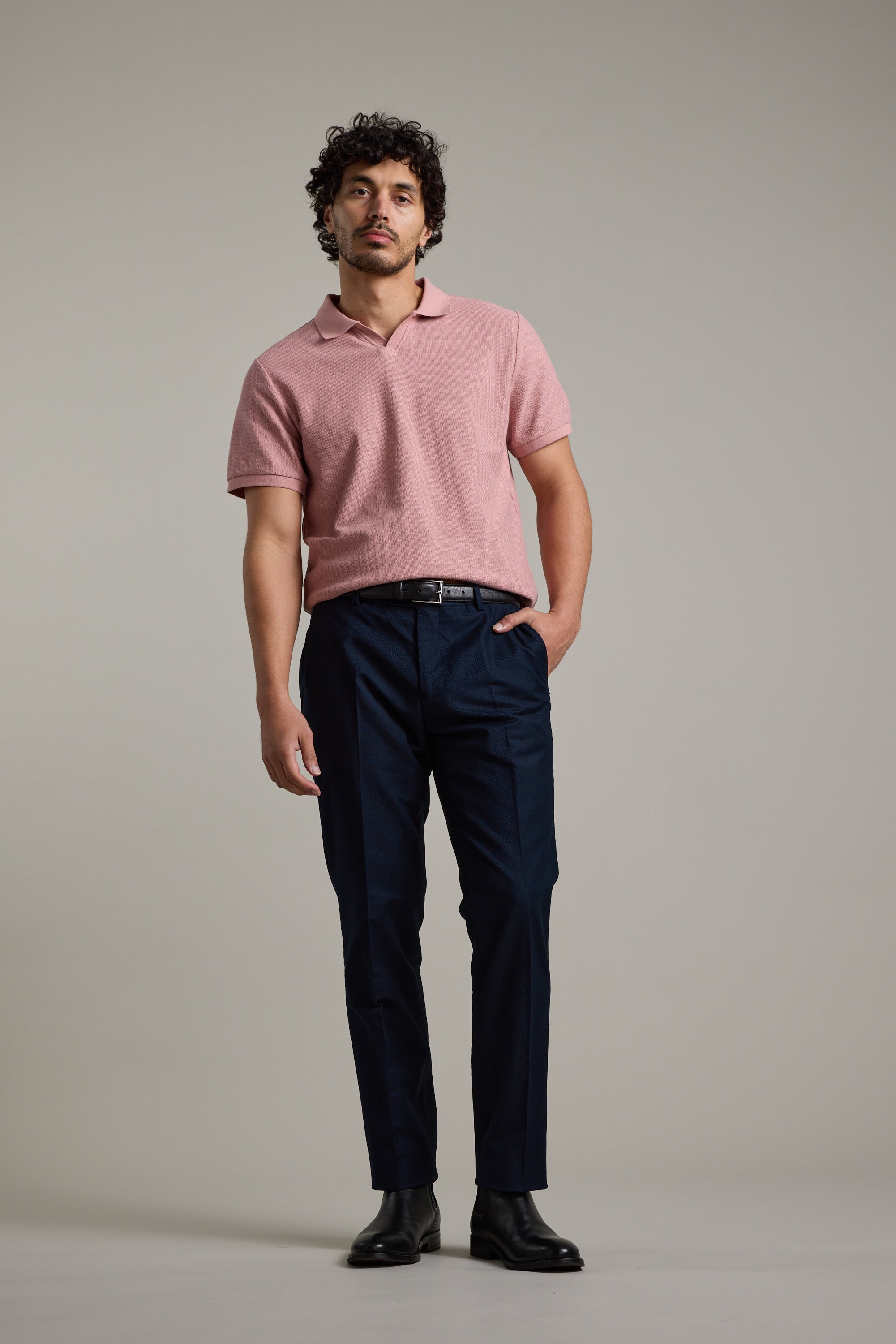 Barkers Winfield Textured Polo in dusty rose, additional view
