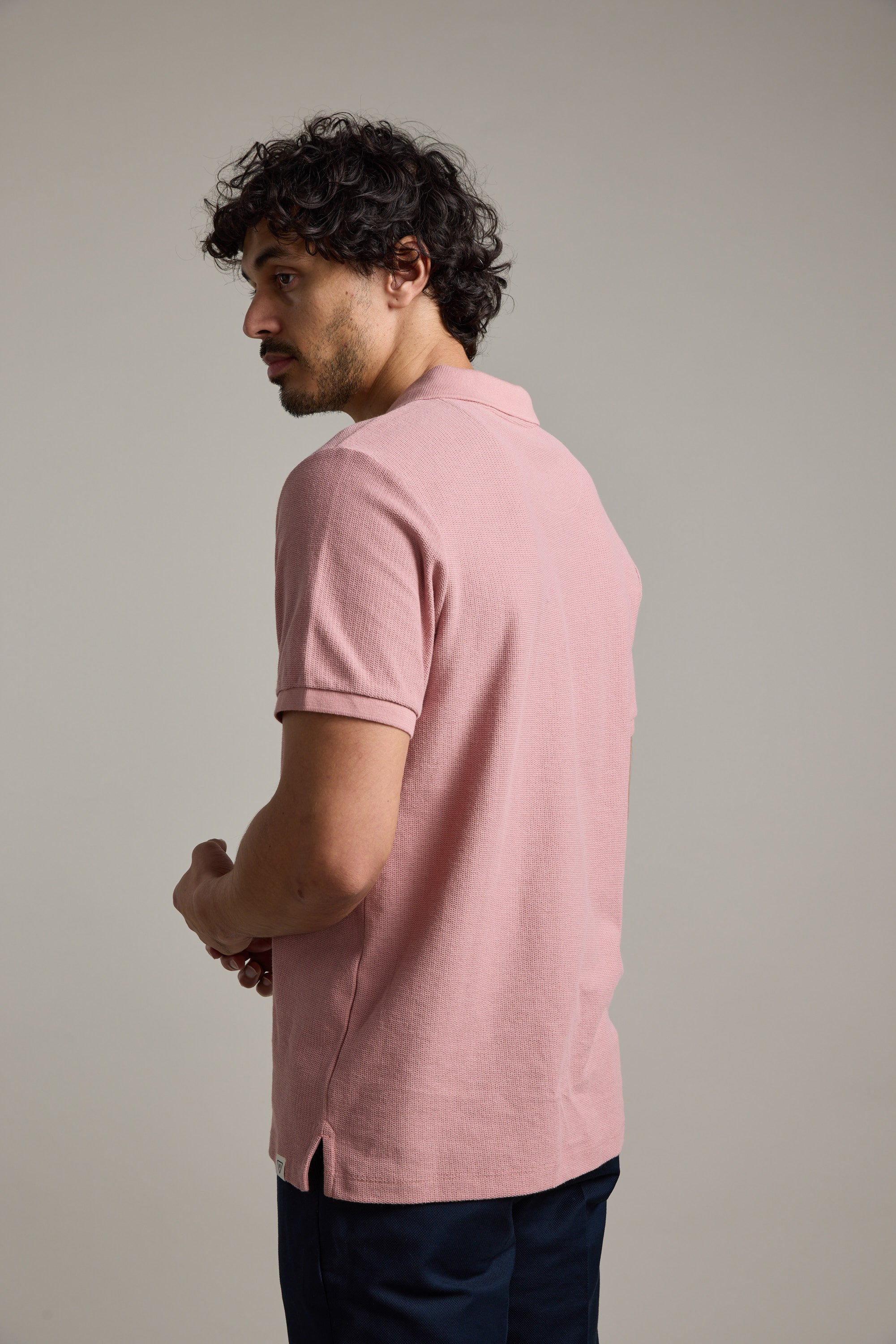 Barkers Winfield Textured Polo in dusty rose, additional view