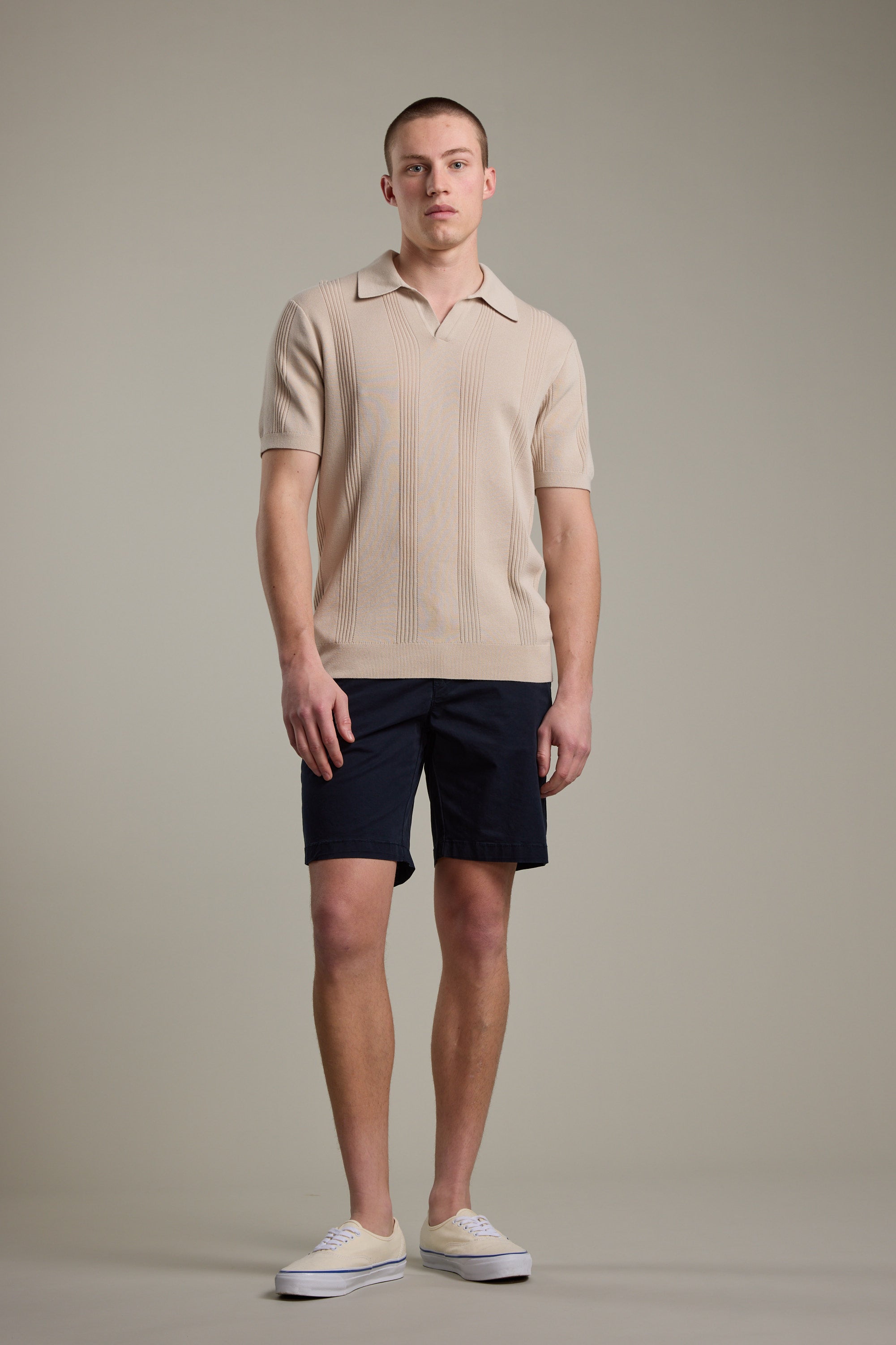 Barkers Milwood Knit Polo in oatmeal, cotton, alternate view