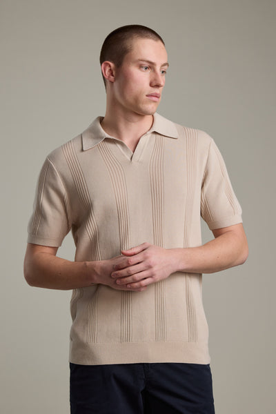 Barkers Milwood Knit Polo in oatmeal, cotton