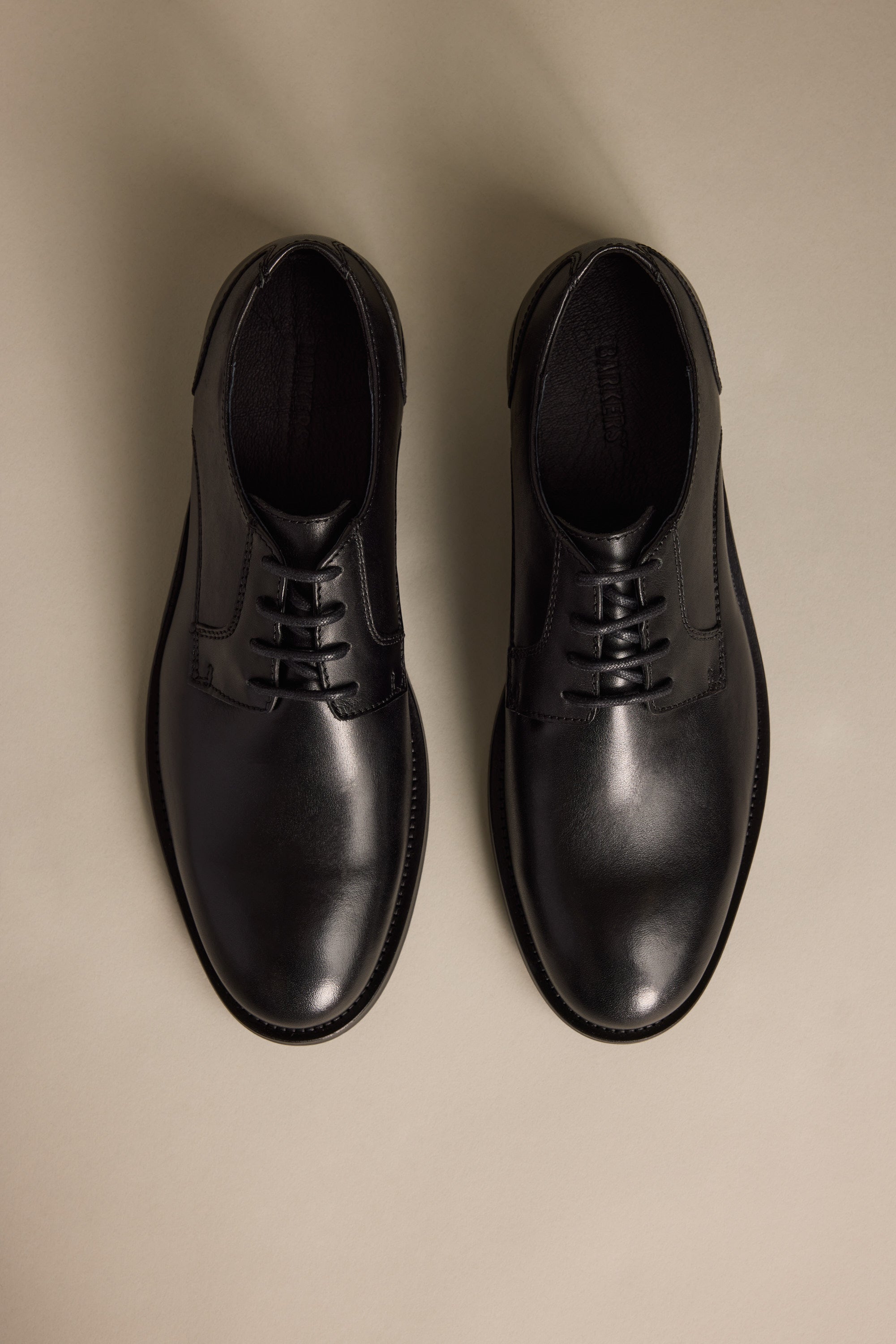 Clayton Dress Shoe by Barkers for men, premium leather, top view on a neutral background.