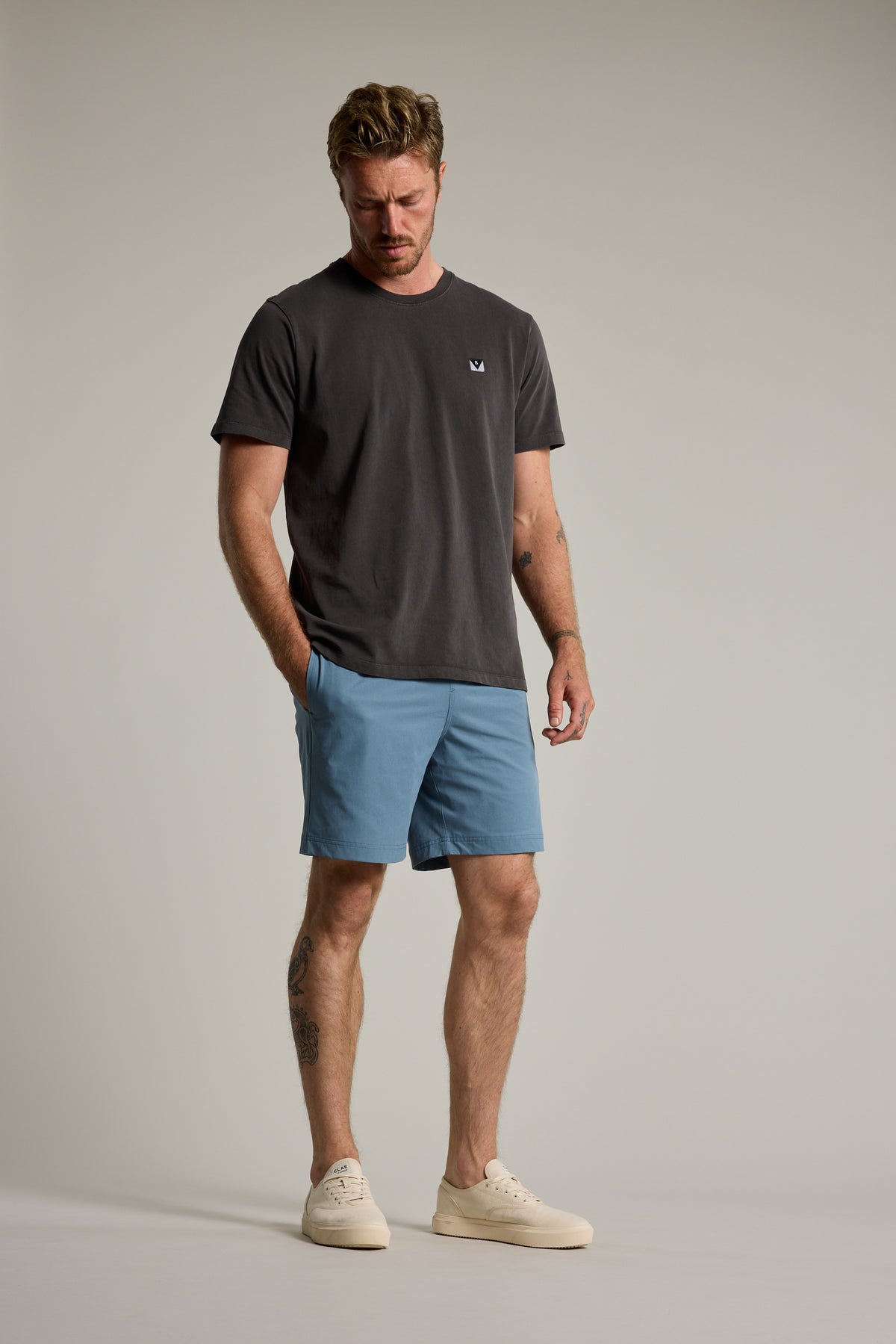 Barkers Davis Weekend Short in stone blue, additional view