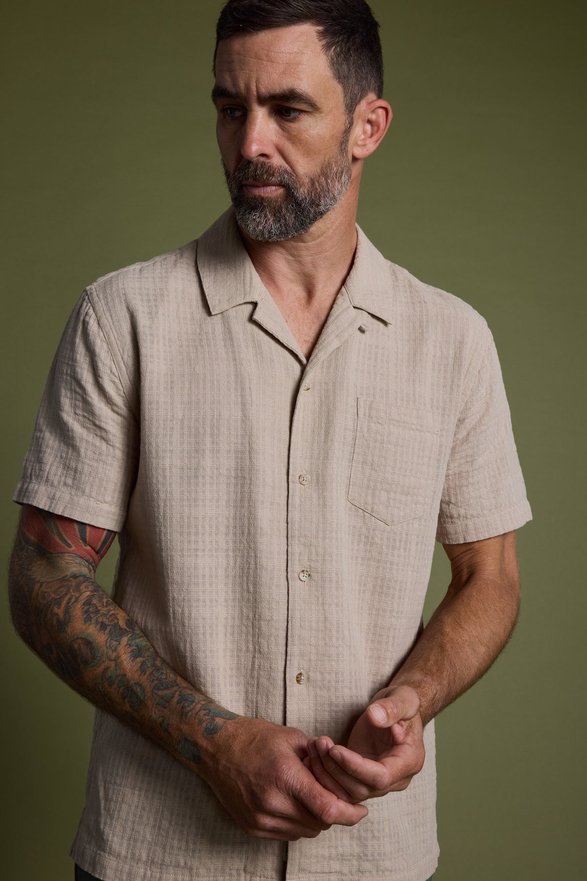 Barkers Monty Cotton Cuban Shirt in natural, additional view