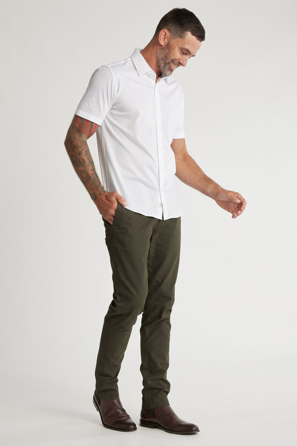 Barkers Corbin SS Knit Shirt in white, tailored fit, alternate view