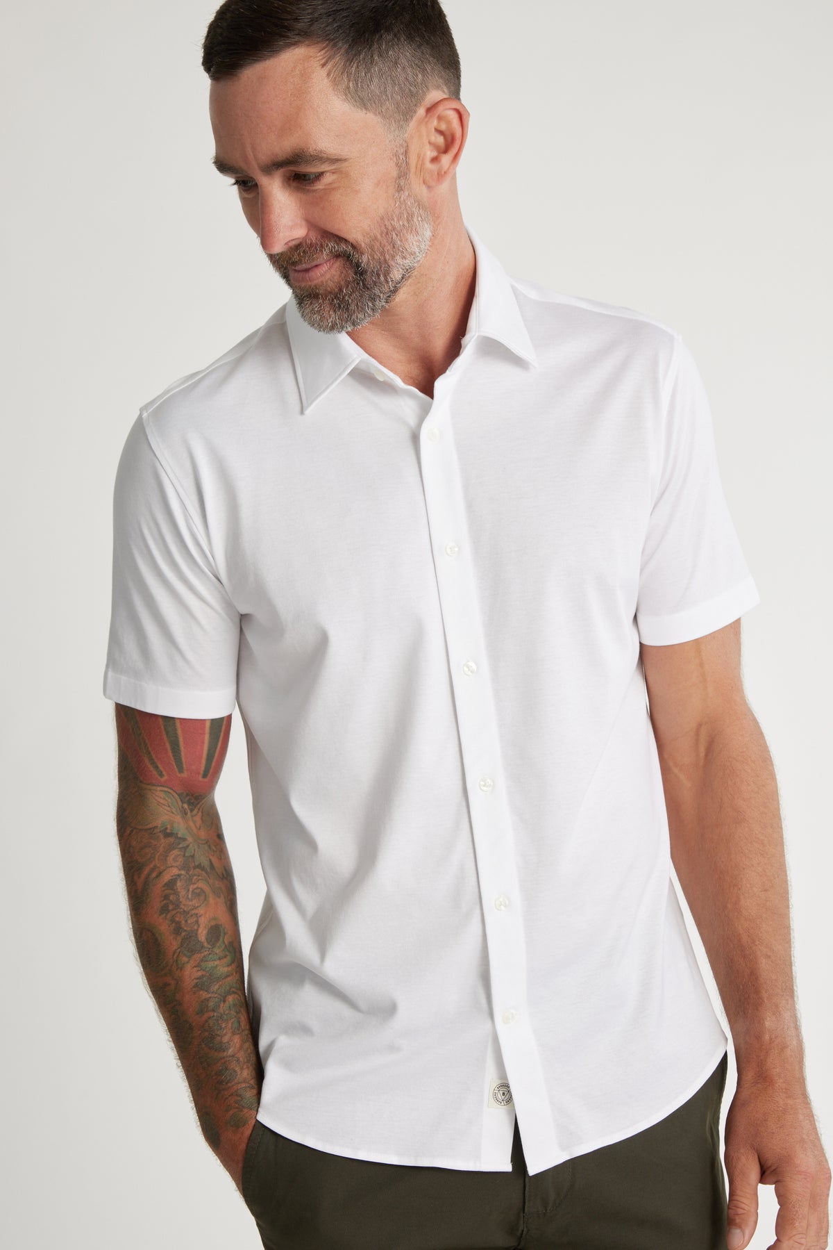 Barkers Corbin SS Knit Shirt in white, tailored fit