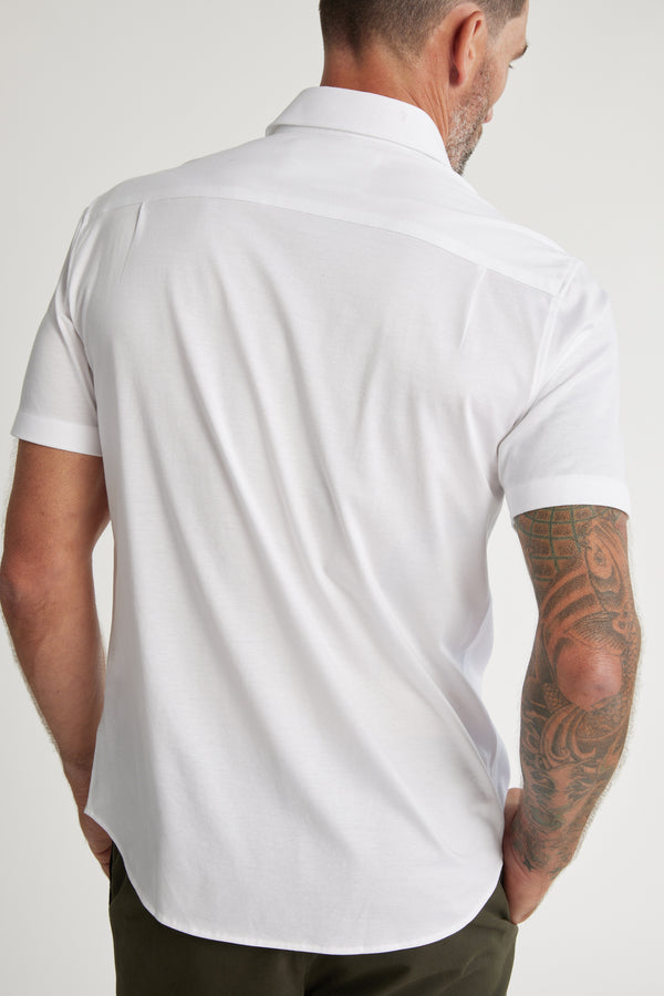 Barkers Corbin SS Knit Shirt in white, tailored fit, additional view