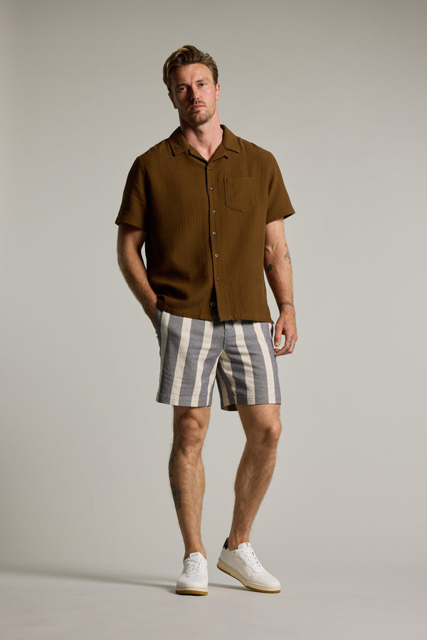 Barkers Penfield Texture Cuban Shirt in dark tobacco, alternate view