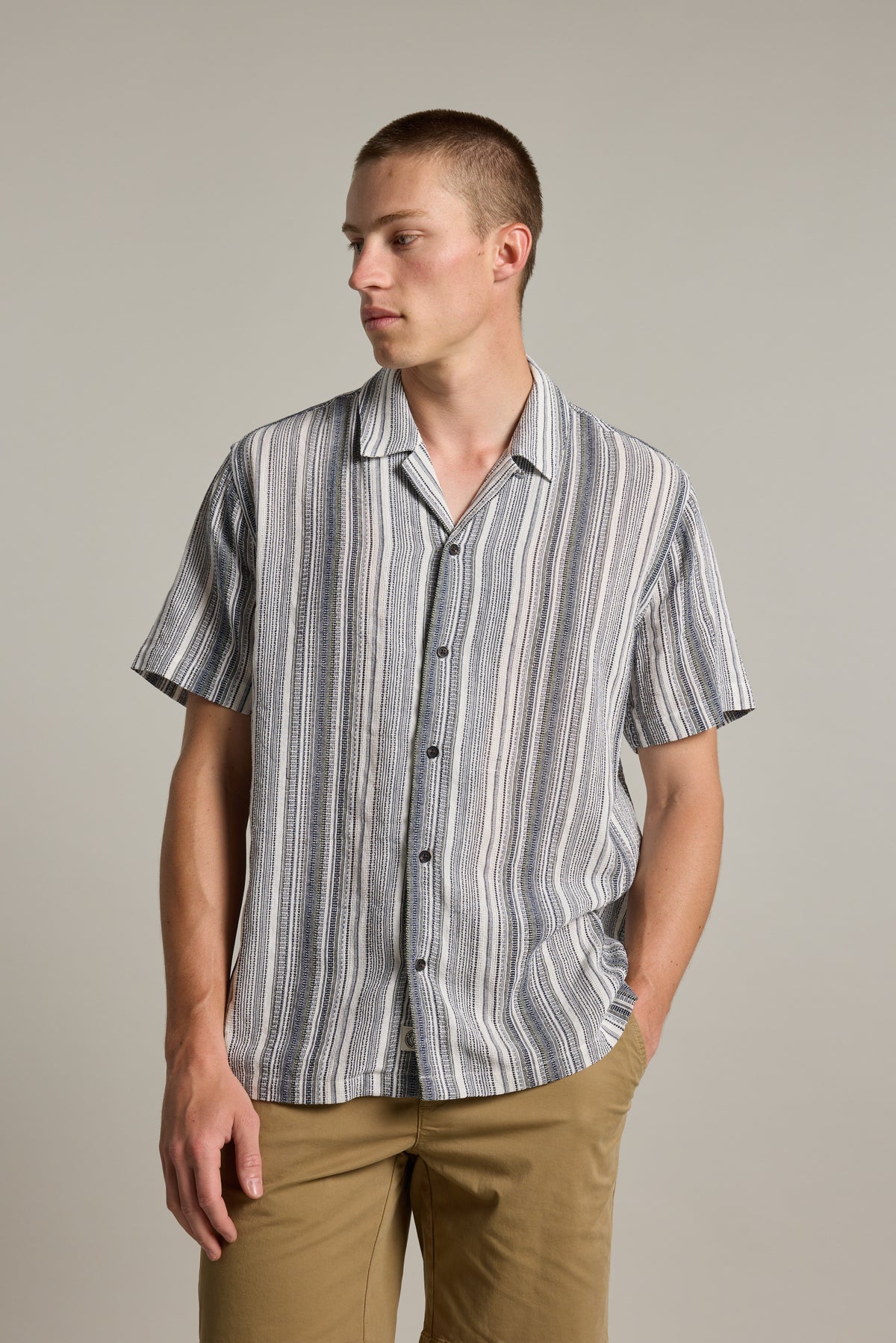 Barkers Cooper Stripe Cuban Shirt, cotton, alternate view