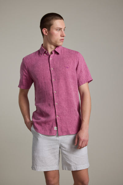 Barkers Gentry Linen Shirt in berry marl