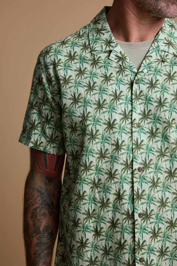 Barkers Arcola Print Cuban Shirt in khaki, additional view