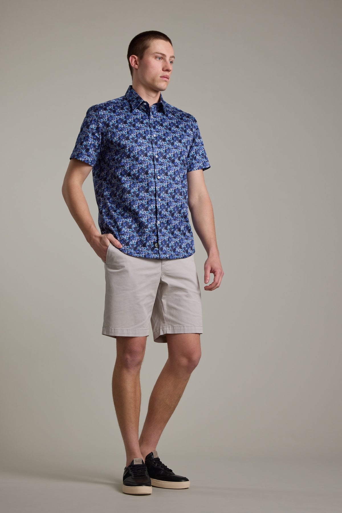 Barkers Lawson Print Shirt in navy, cotton, additional view