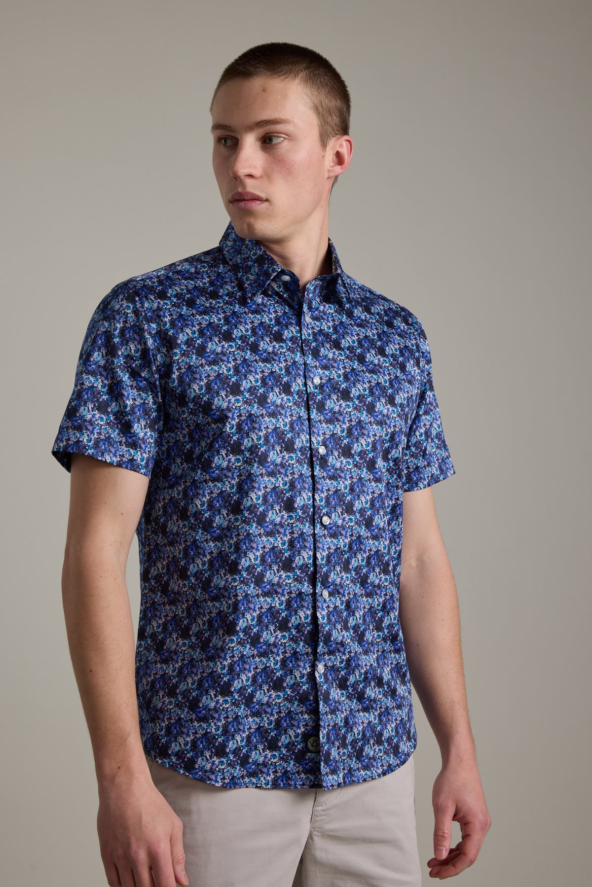 Barkers Lawson Print Shirt in navy, cotton, additional view