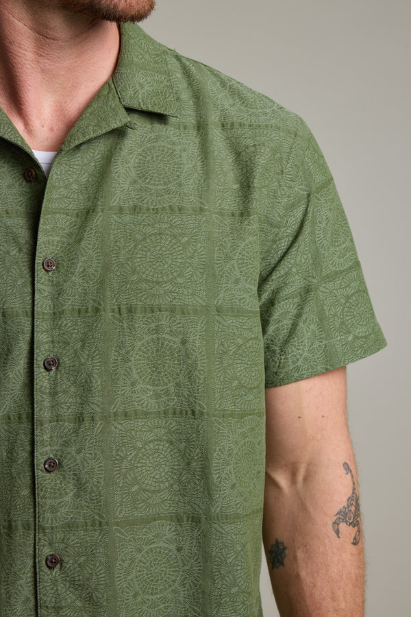 Barkers Palmetto Cuban Shirt in green, additional view