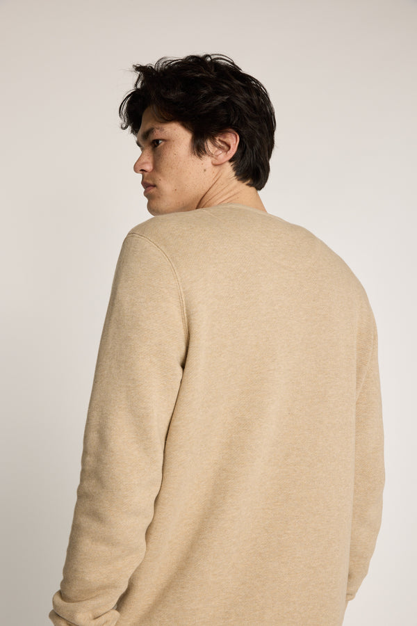 Barkers Bealey Twill Crew in oatmeal marl, relaxed fit, additional view