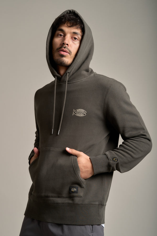 Barkers LegaSea GD Crayfish Hoody in dark khaki, relaxed fit, additional view