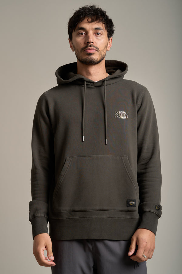 Barkers LegaSea GD Crayfish Hoody in dark khaki, relaxed fit, alternate view