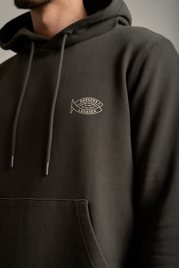 Barkers LegaSea GD Crayfish Hoody in dark khaki, relaxed fit, additional view