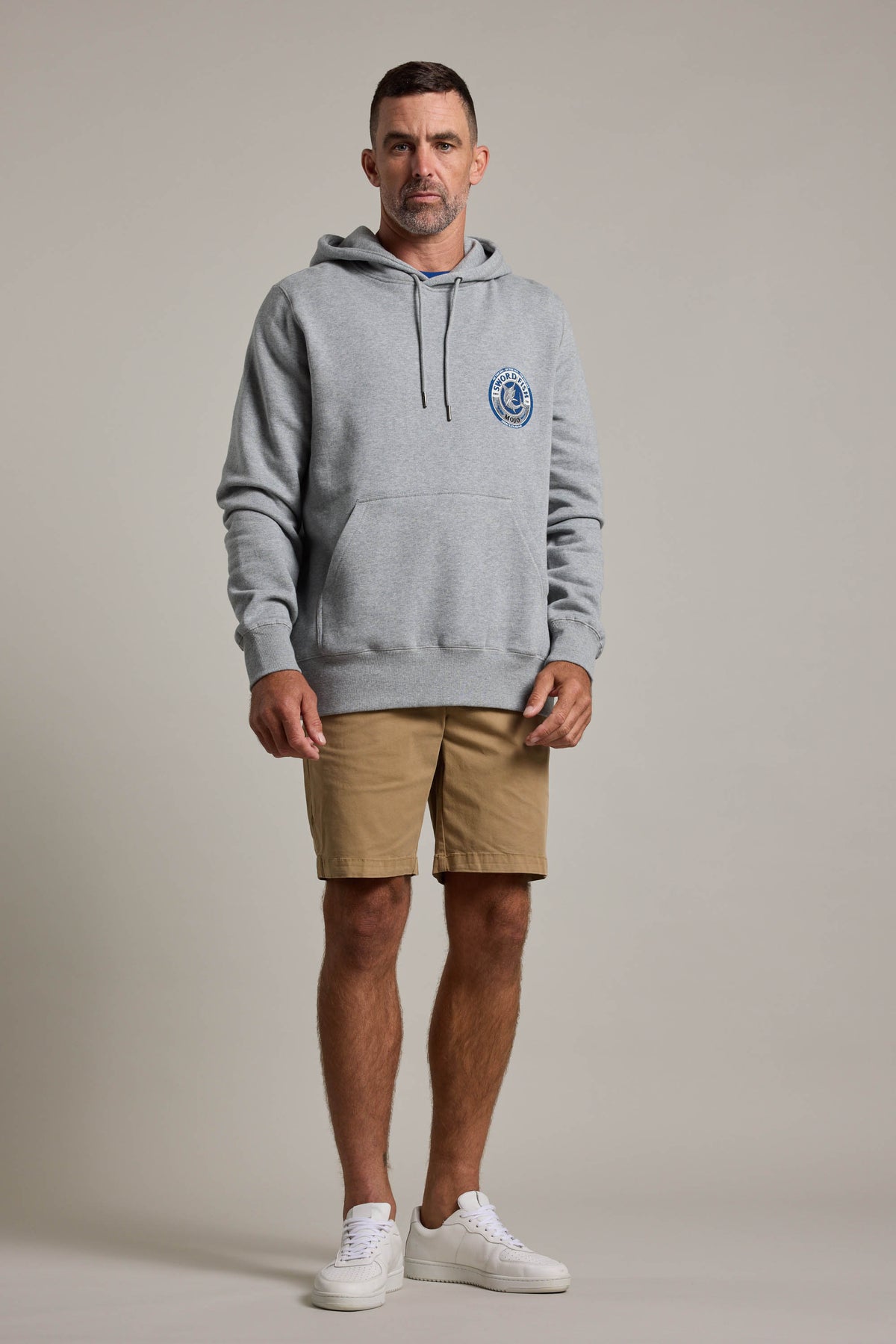 Swordfish Mojo Logo Hoody in grey marl, relaxed fit, alternate view