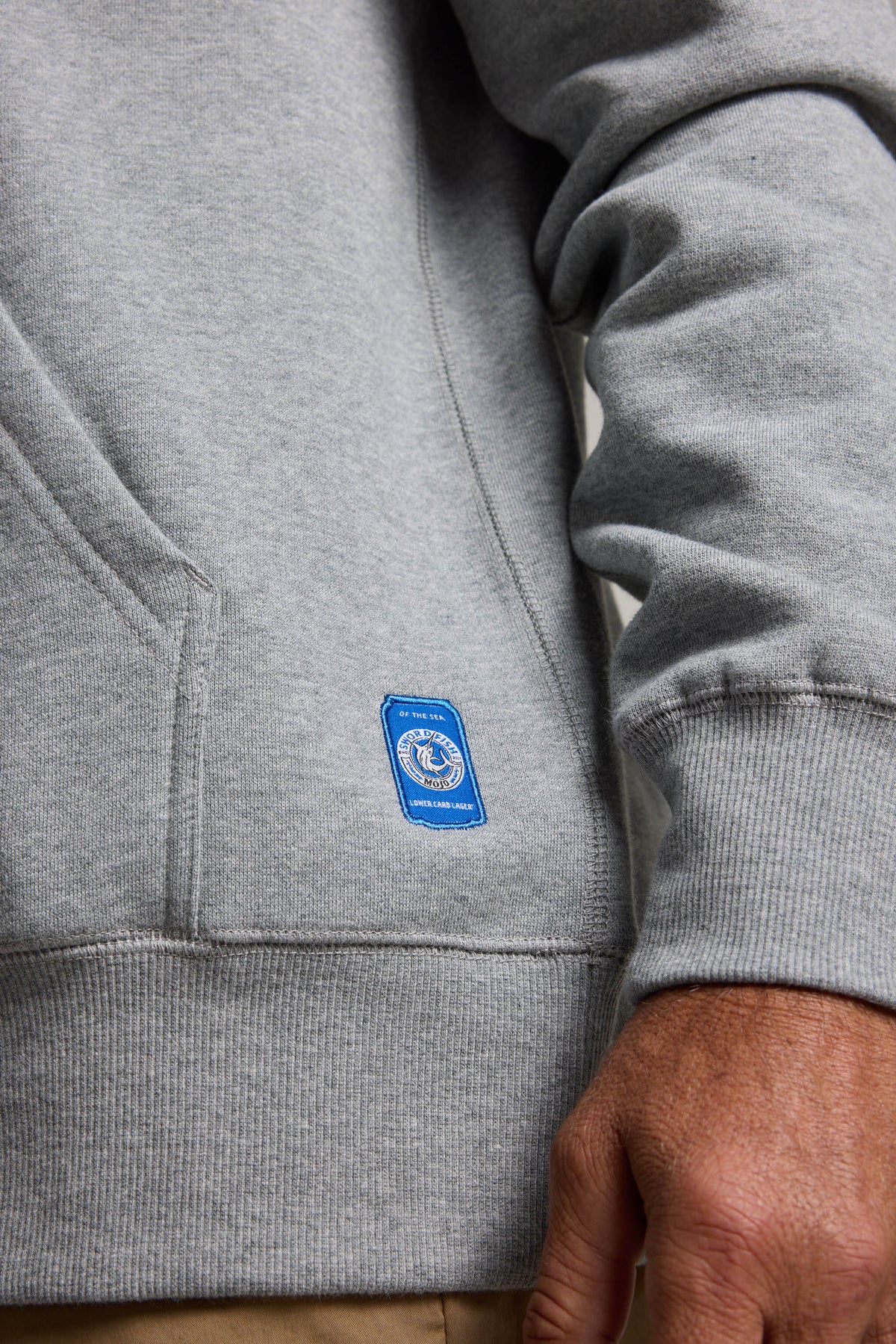 Swordfish Mojo Logo Hoody in grey marl, relaxed fit, additional view