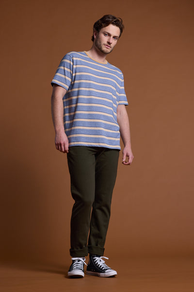 Barkers Chester Stripe Tee in navy, cotton