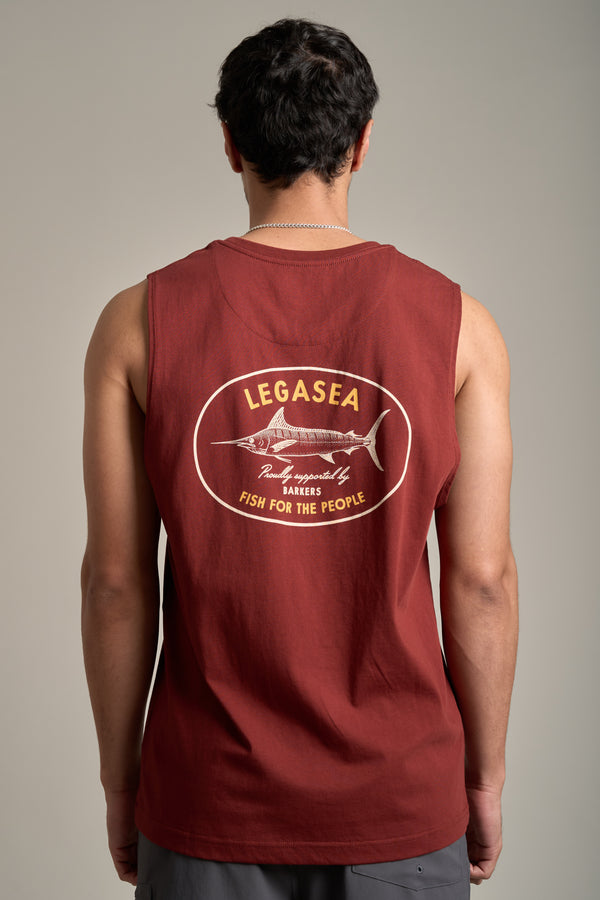 LegaSea Marlin Print Singlet in brick, relaxed fit, alternate view