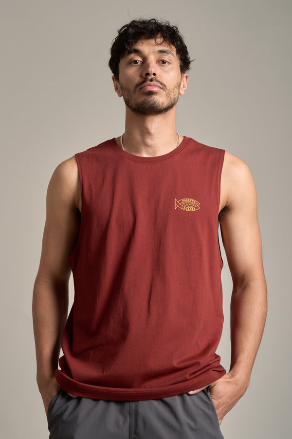 LegaSea Marlin Print Singlet in brick, relaxed fit