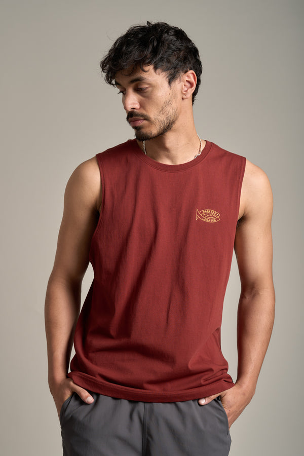 LegaSea Marlin Print Singlet in brick, relaxed fit, additional view