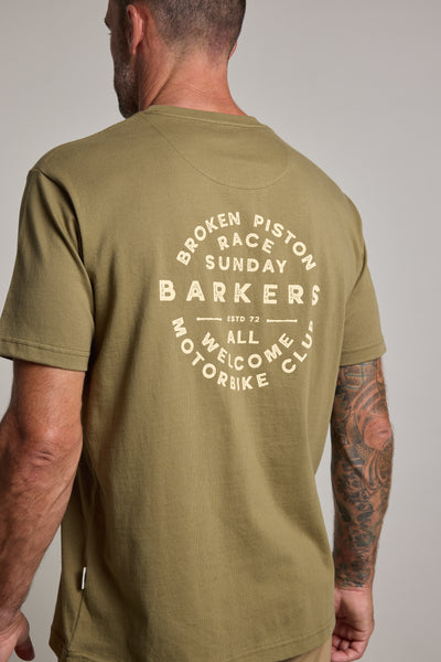 Barkers Sunday Club Print Tee in olive