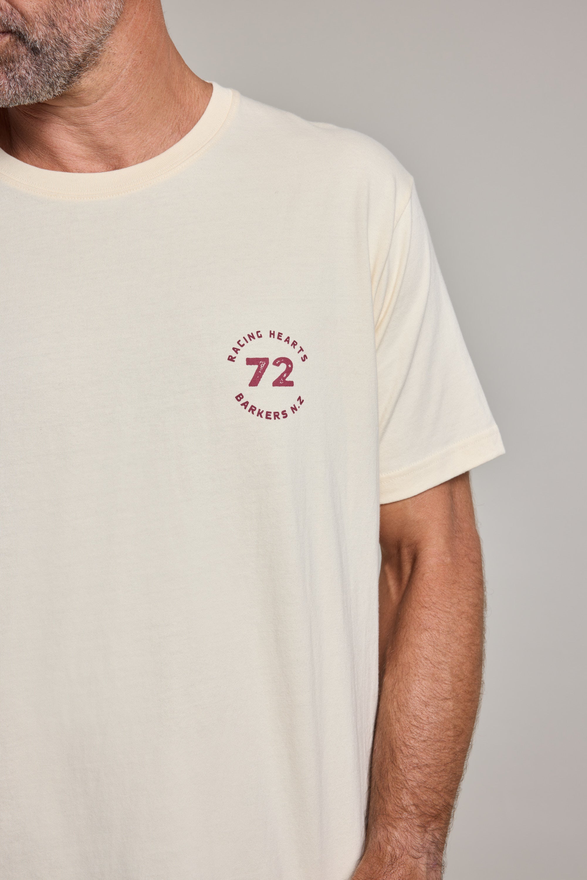 Barkers Vintage Helmet Print Tee in off white, additional view