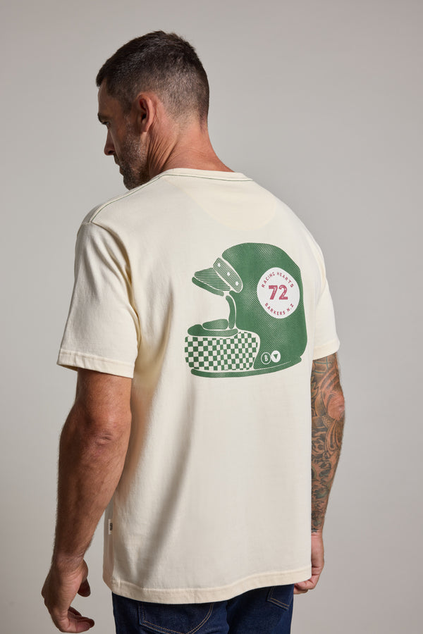 Barkers Vintage Helmet Print Tee in off white