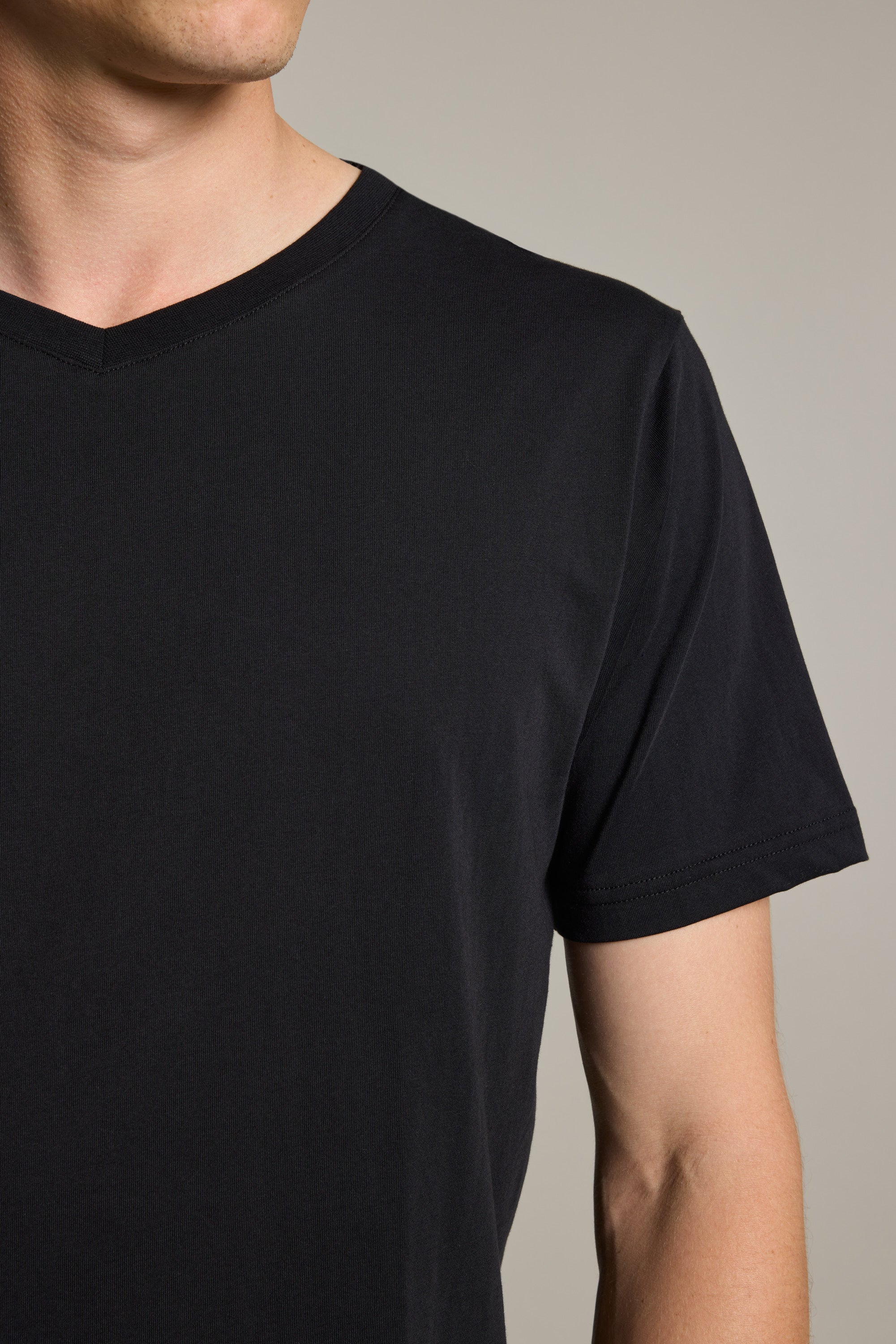 Barkers Organic Cotton V Neck Tee in black, classic fit, additional view
