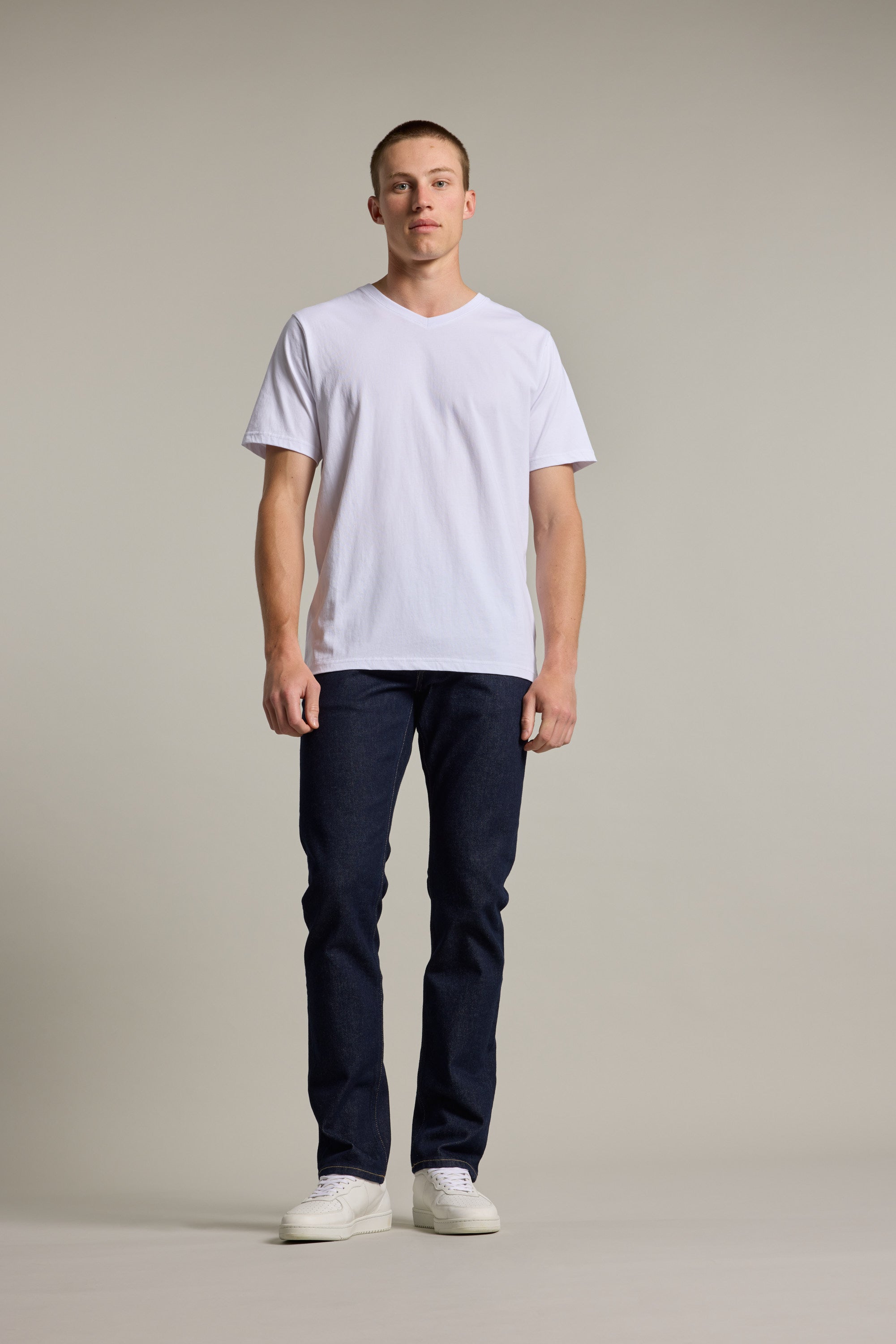 Barkers Organic Cotton V Neck Tee in white, classic fit