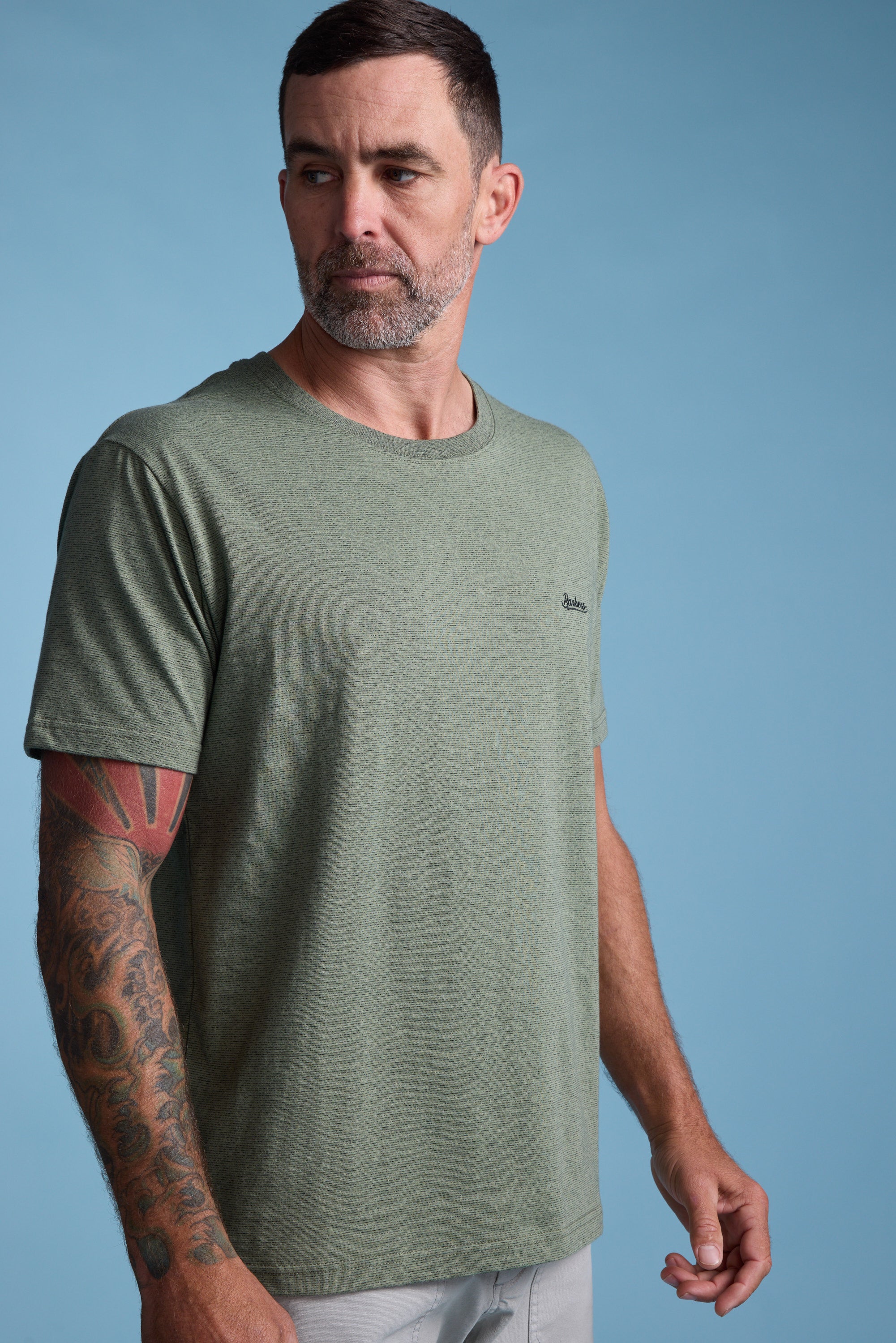 Barkers Bayside Emb Tee in green, regular fit