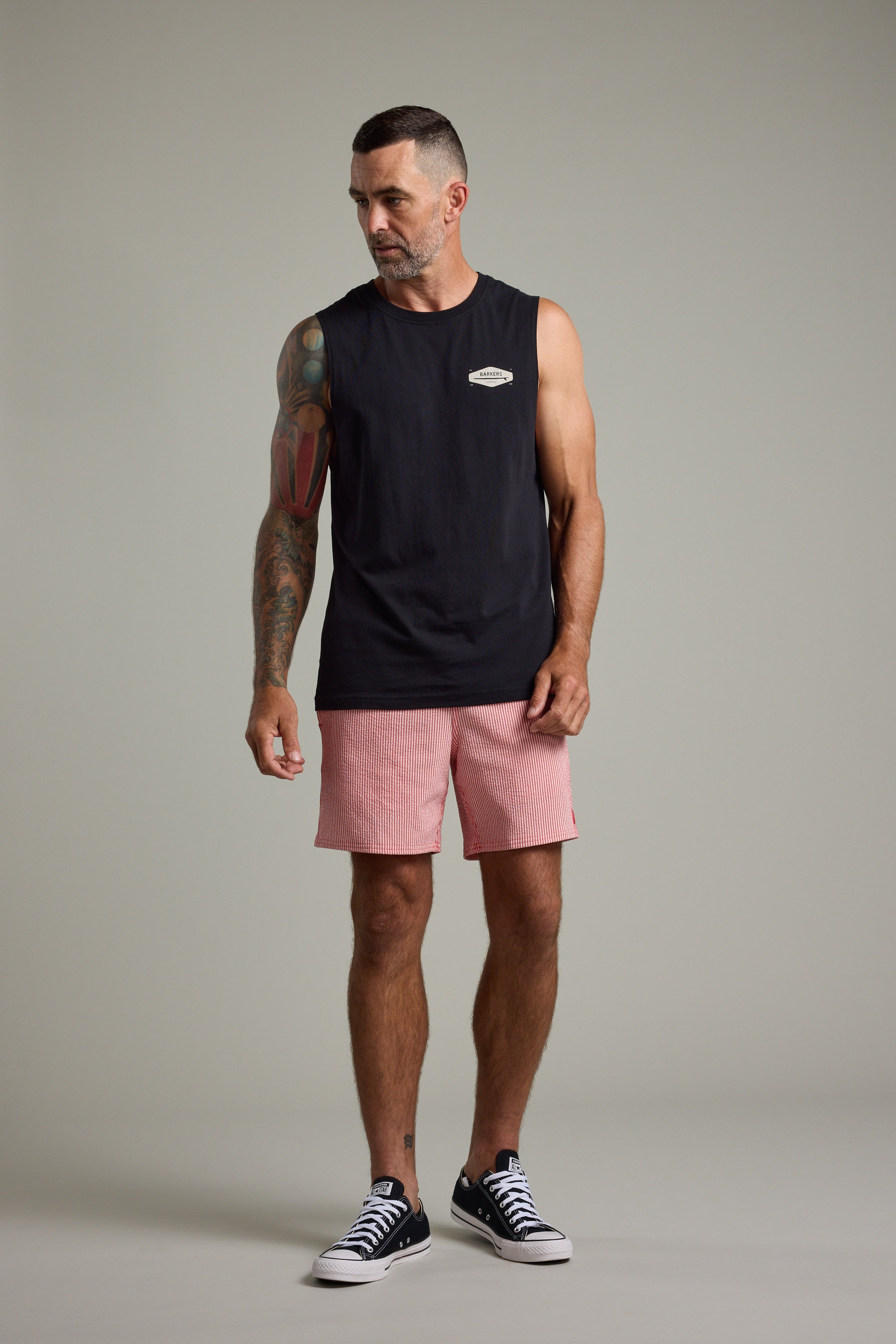 Barkers Supply Co Print Singlet in black, additional view