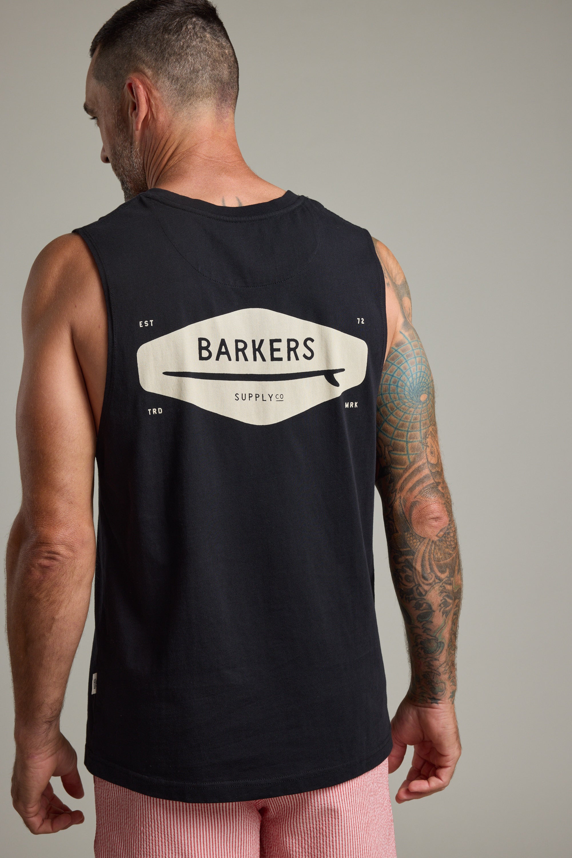 Barkers Supply Co Print Singlet in black