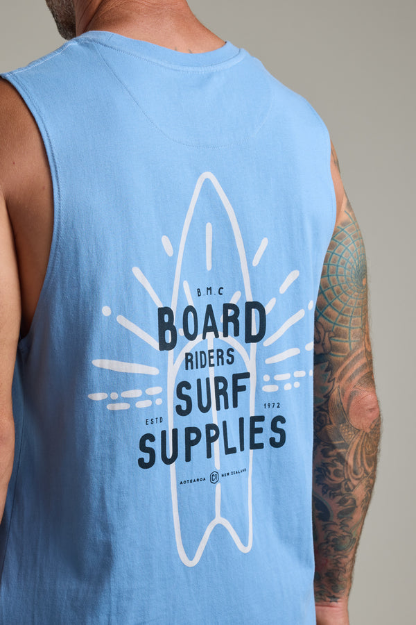 Barkers BMC Board Riders Print Singlet in sky blue, additional view