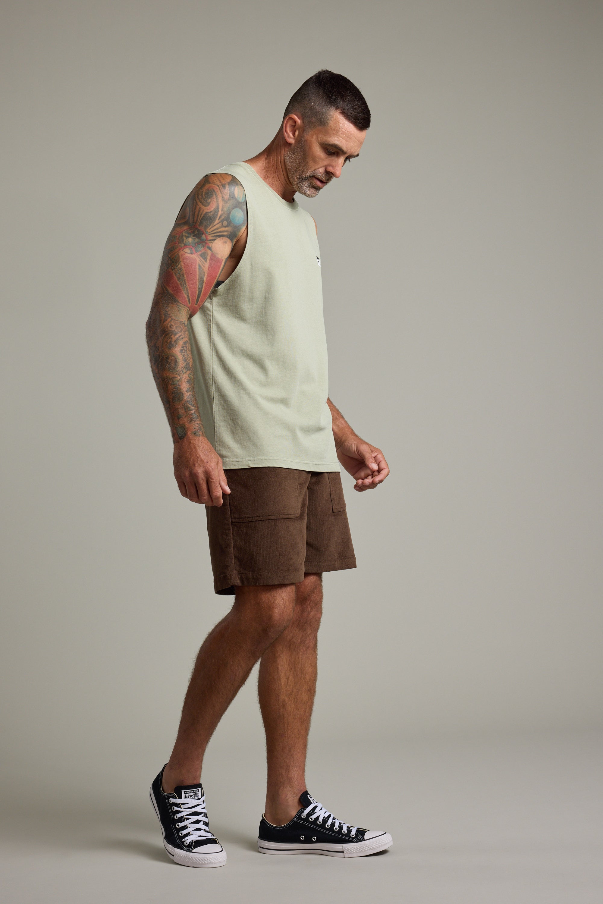 Barkers Newton Washed Singlet in mint, alternate view