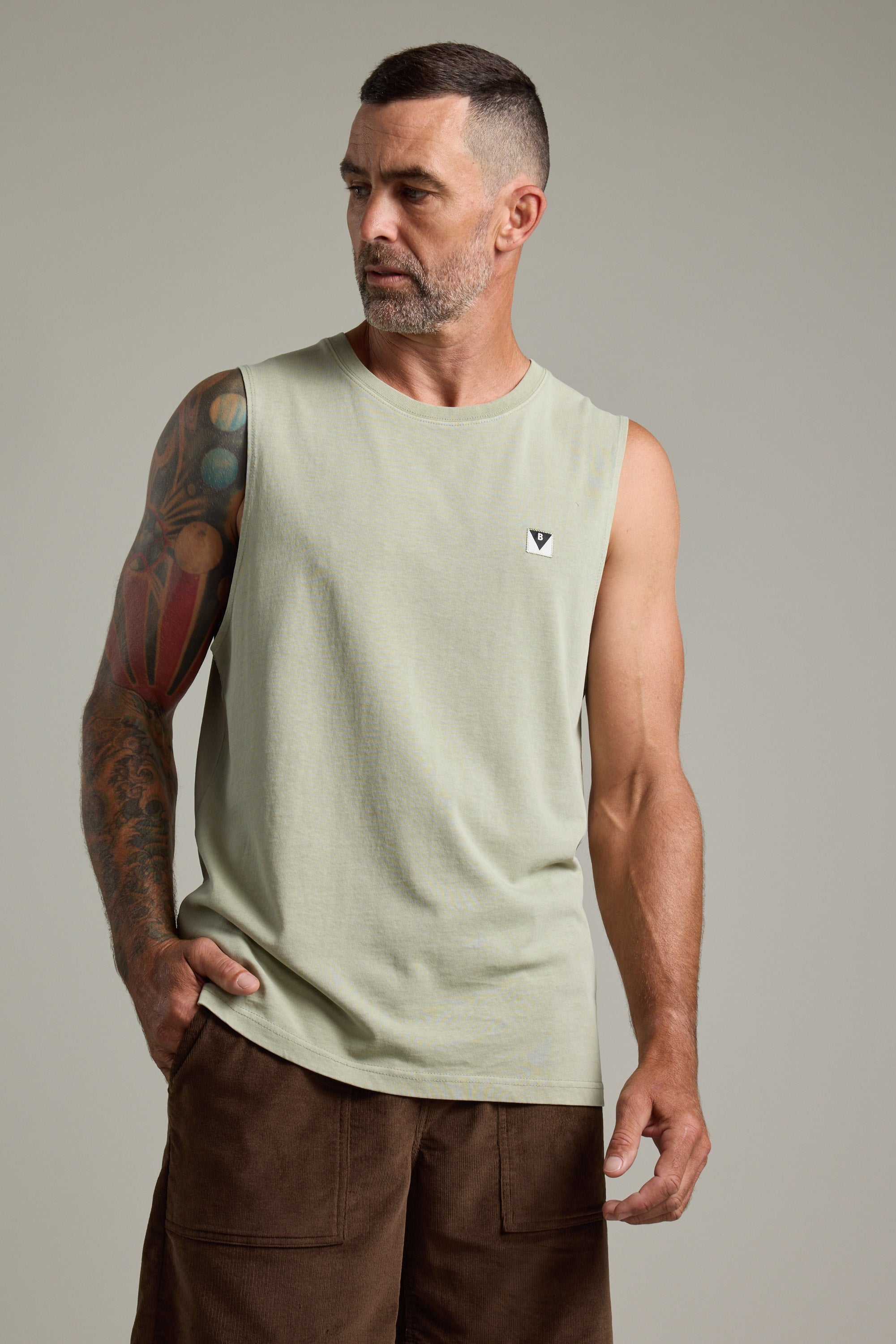 Barkers Newton Washed Singlet in mint, additional view