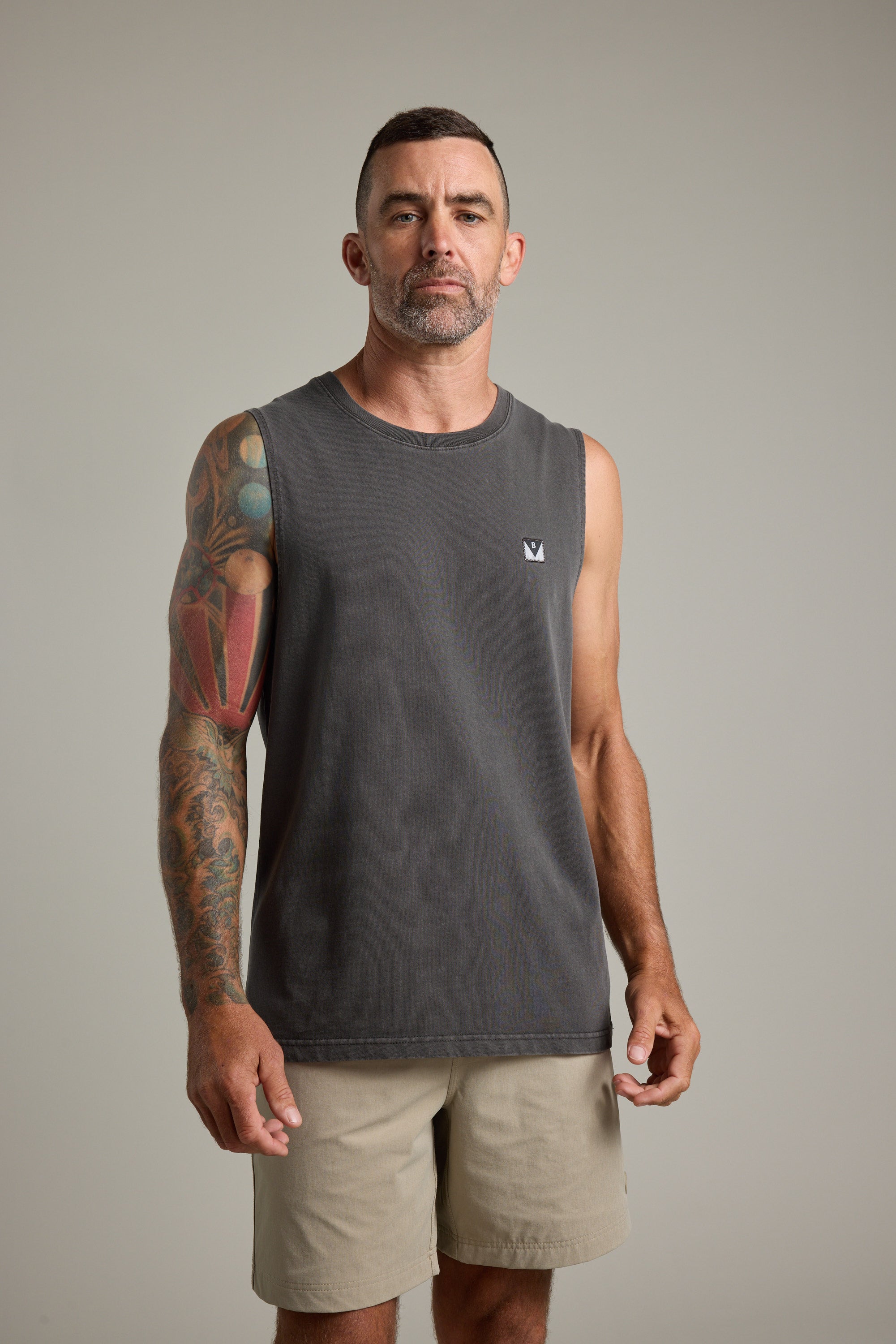 Barkers Newton Washed Singlet in washed black, alternate view