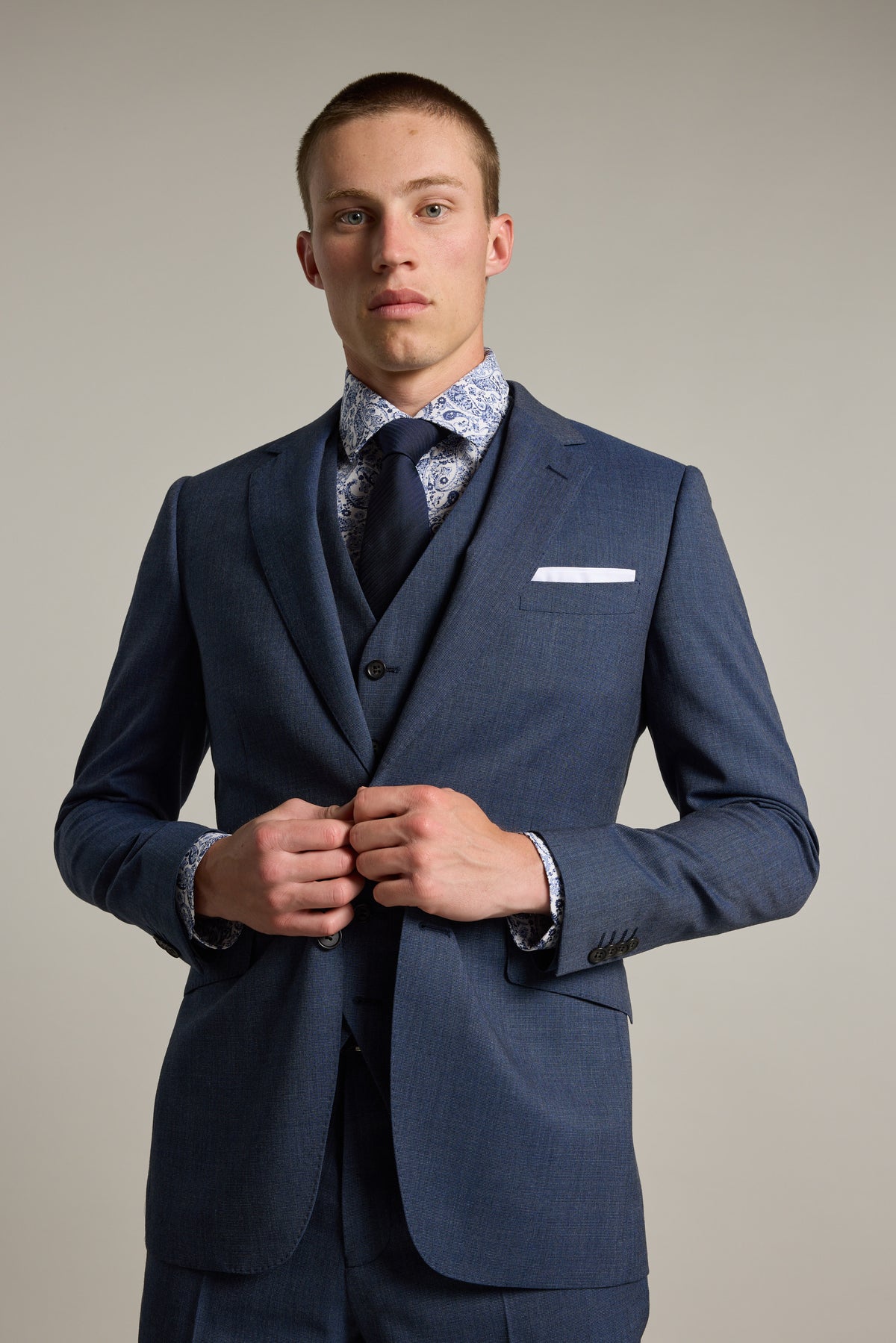 Barkers Yeaton Texture Suit Jacket in blue, alternate view
