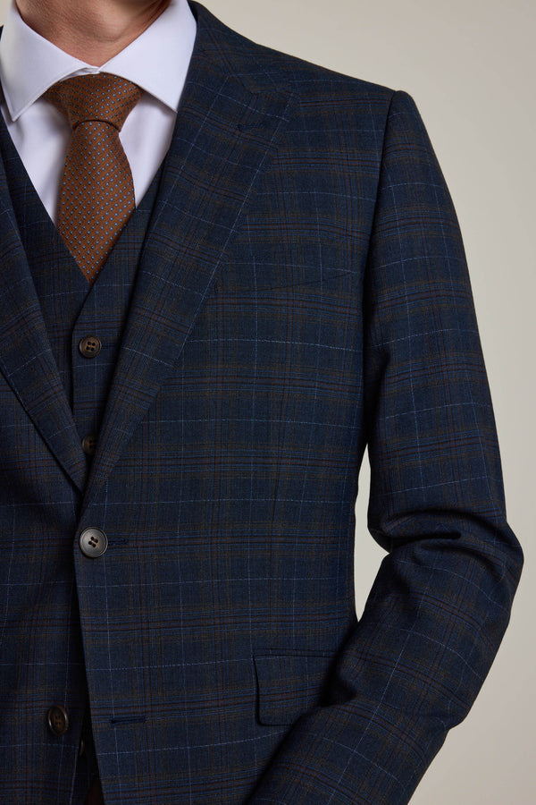 Barkers Lockhard Check Suit Jacket in navy check, additional view