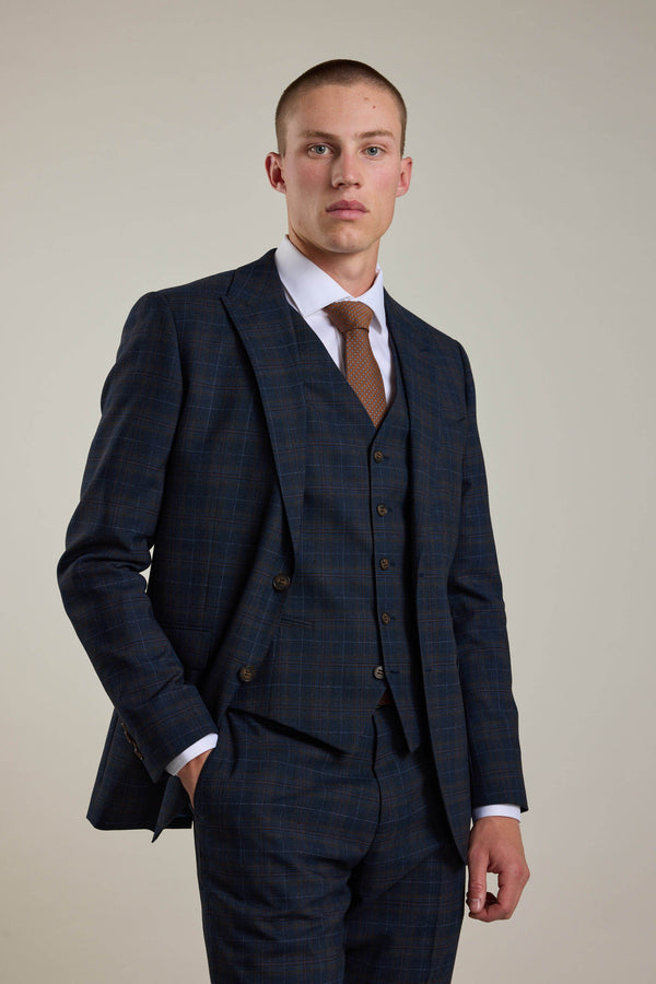 Barkers Lockhard Check Suit Jacket in navy check, additional view